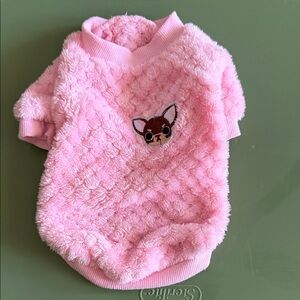 Pink Fuzzy Dog Sweater with Embroidered Chihuahua NWOT Size Medium